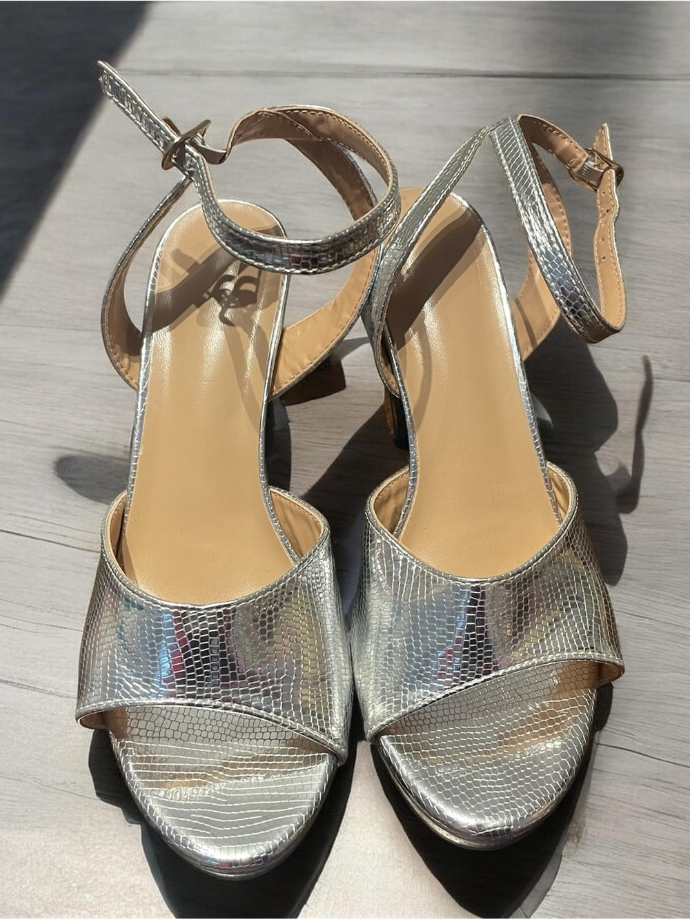 Silver Snakeskin Heel